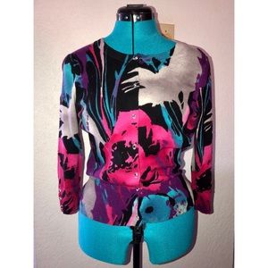 Floral cropped cardigan